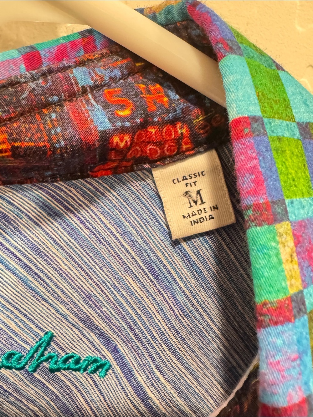 Robert Graham Shirt Medium Palladium Abstract Plaid Classic Fit Cotton Button - Picture 5 of 8